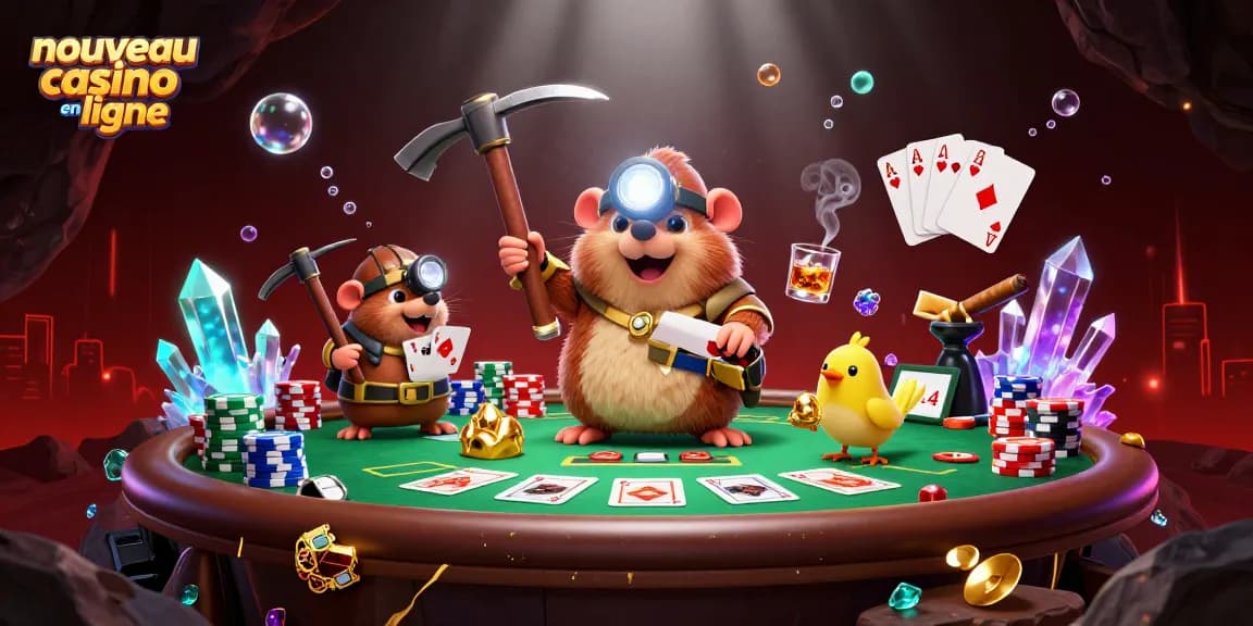 Jeux de casino captivants dans une scène dynamique de nouveau casino en ligne illustré par un personnage en quête de trésors.