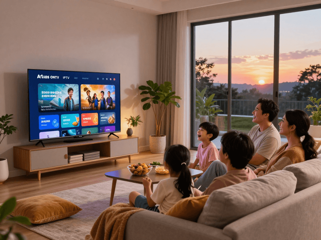 Profitez de moments en famille avec atlas pro ontv dans votre salon moderne.